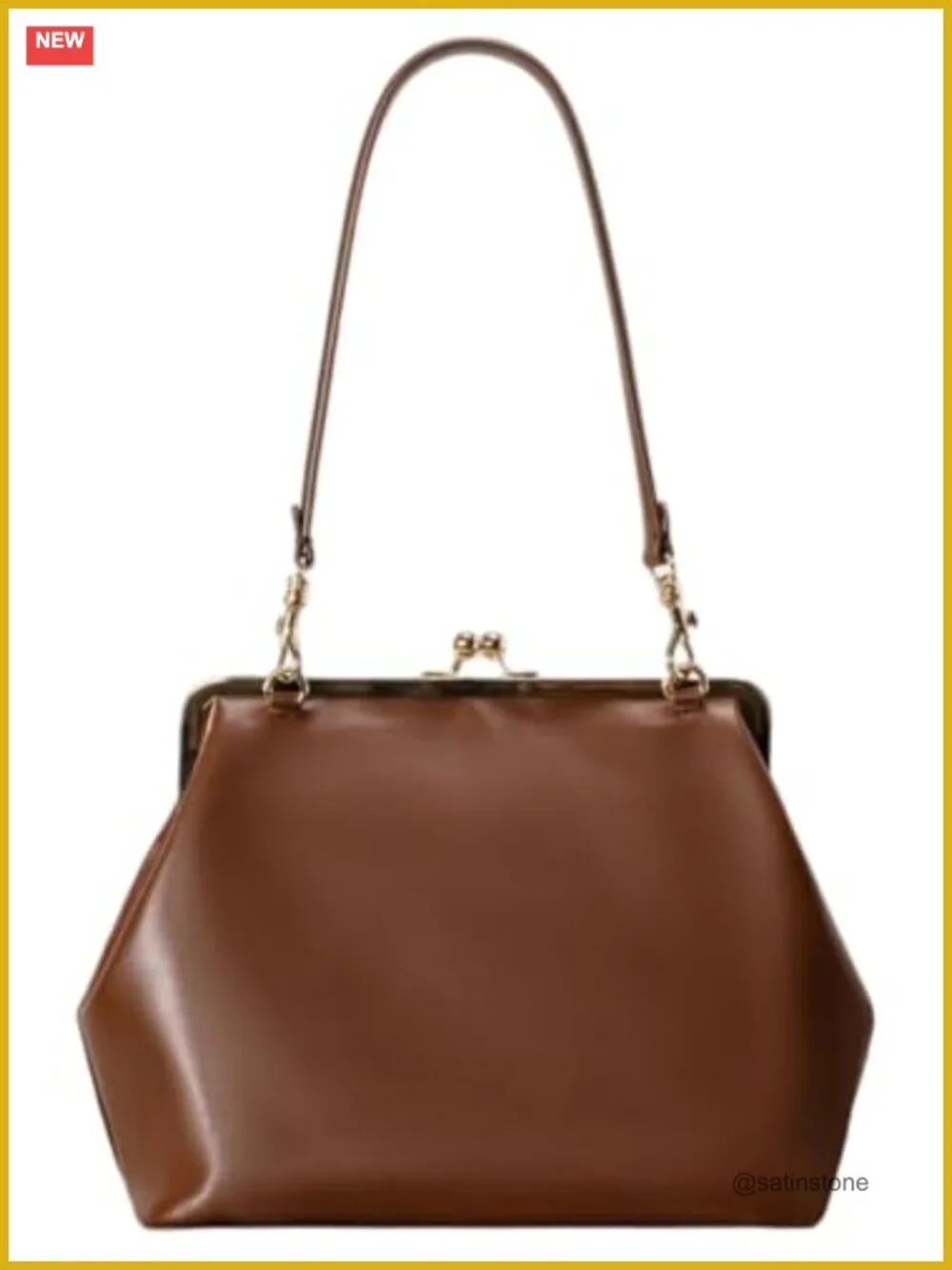 Slouchy PU Leather Kiss Lock Crossbody Hobo Shoulder Bag